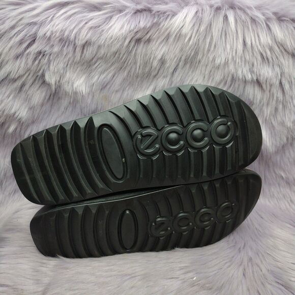 Ecco Leather Sandals Mens Size 44 10-10.5 Grey Hook Loop Adjustable Straps